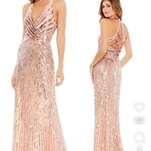 Mac Duggal Pink Sequin Maxi Dress
